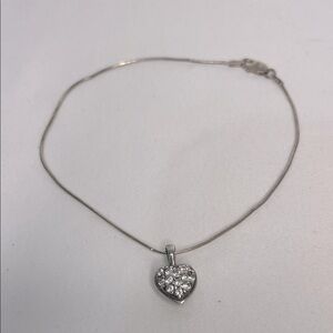 Anklet Sterling Silver with Rhinestone Heart